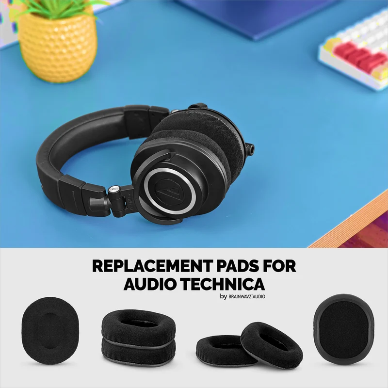 Mga Kapalit na Velor Earpad para sa Audio Technica ATH-M50X, M50xBT, M50RD, M40X, M30X, M20X Headset. Soft Velor at Memory Foam para sa Labis na Kaginhawahan