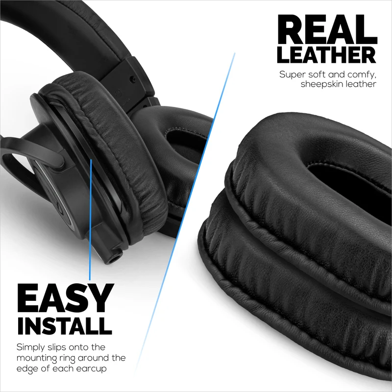 Mga Kapalit na Sheepskin Earpad para sa Audio Technica ATH-M50X, M50xBT, M50RD, M40X, M30X, M20X Headset. Malambot na Tunay na Balat at Memory Foam