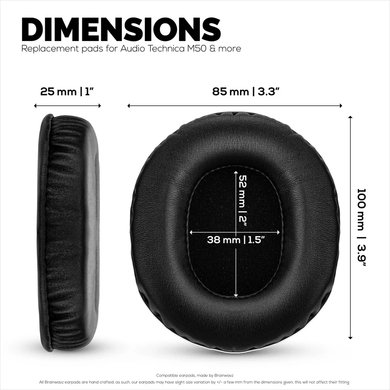 Mga Kapalit na Sheepskin Earpad para sa Audio Technica ATH-M50X, M50xBT, M50RD, M40X, M30X, M20X Headset. Malambot na Tunay na Balat at Memory Foam