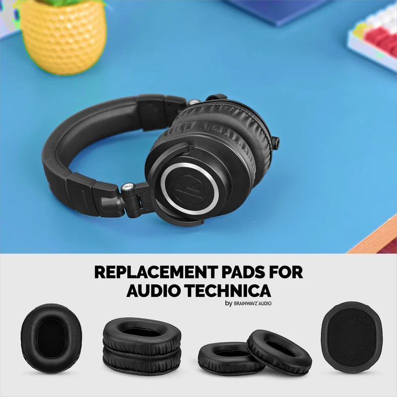 Mga Kapalit na Sheepskin Earpad para sa Audio Technica ATH-M50X, M50xBT, M50RD, M40X, M30X, M20X Headset. Malambot na Tunay na Balat at Memory Foam