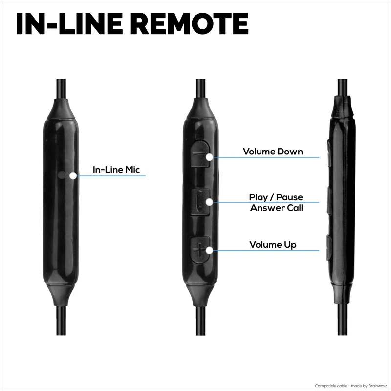 Kapalit na Audio Cable Compatible sa AKG K430 K450 K451 K452 K480 & Q460 – In-Line Remote na may Mic, Volume, Play/Pause – 1.5m/60”