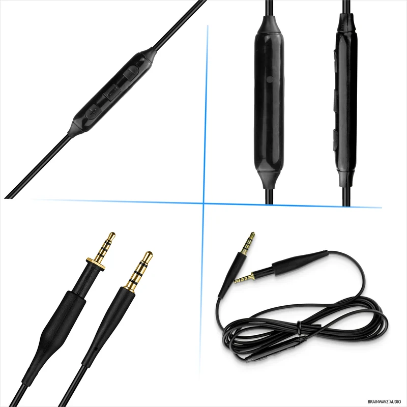 Kapalit na Audio Cable Compatible sa AKG K430 K450 K451 K452 K480 & Q460 – In-Line Remote na may Mic, Volume, Play/Pause – 1.5m/60”