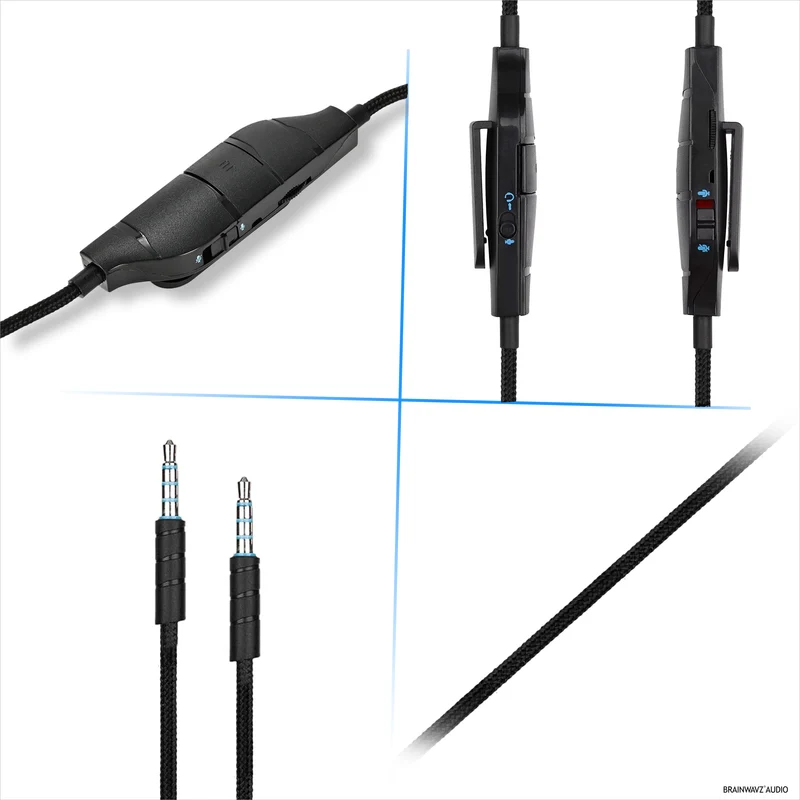 Kapalit na Audio Cable na Compatible sa Logitech G633, G635, G933, G935 – Inline Mic/Remote na may Mute at Volume Control – Nylon Braided Gaming Headset Cord
