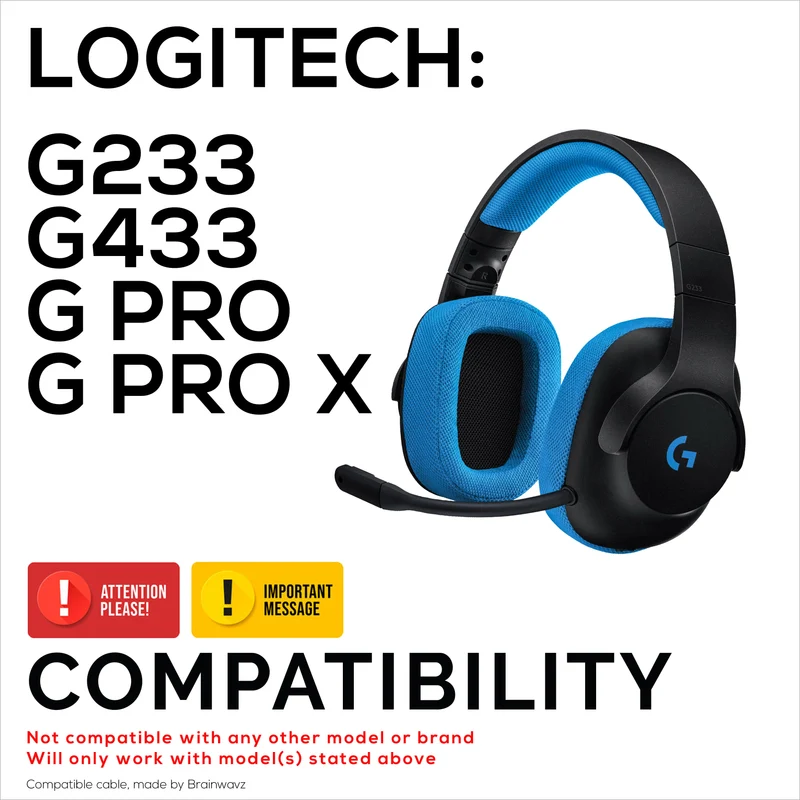 Kapalit na Audio Cable na Compatible sa Logitech G Pro, G Pro X, G433, G233 – Inline Remote na may Mute at Volume Control
