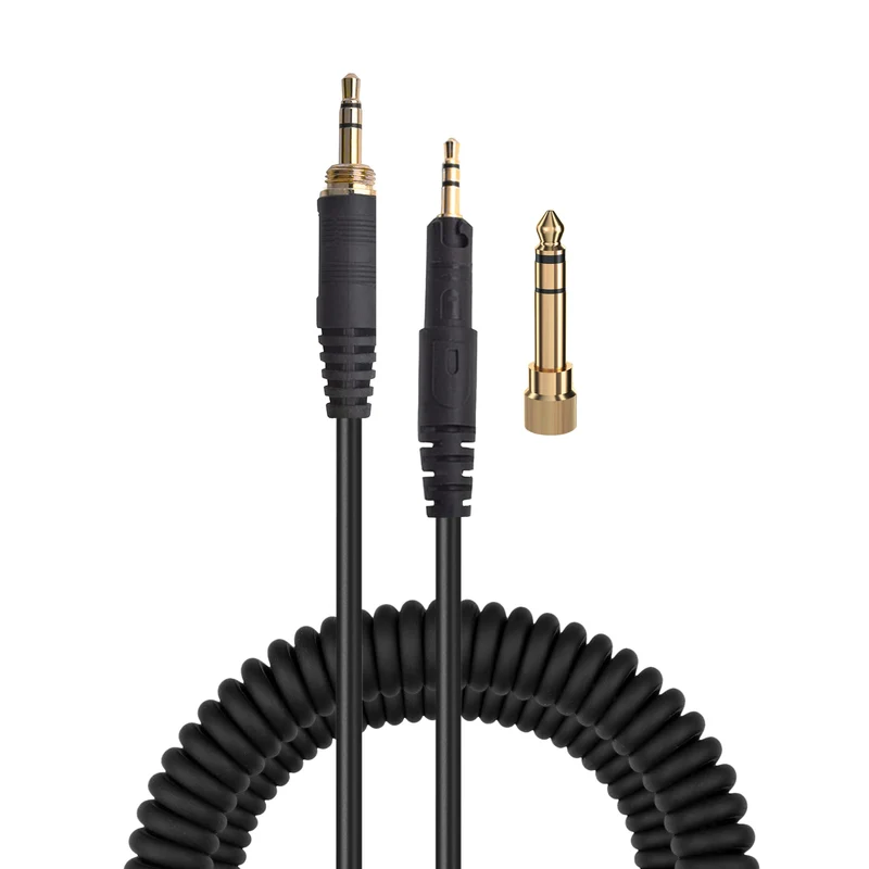 Coiled Replacement Audio Cable Compatible sa Audio-Technica ATH-M50x, M40x, M70x, M60x – 2.5mm hanggang 3.5mm Gold-Plated Jack na may 6.5mm Adapter