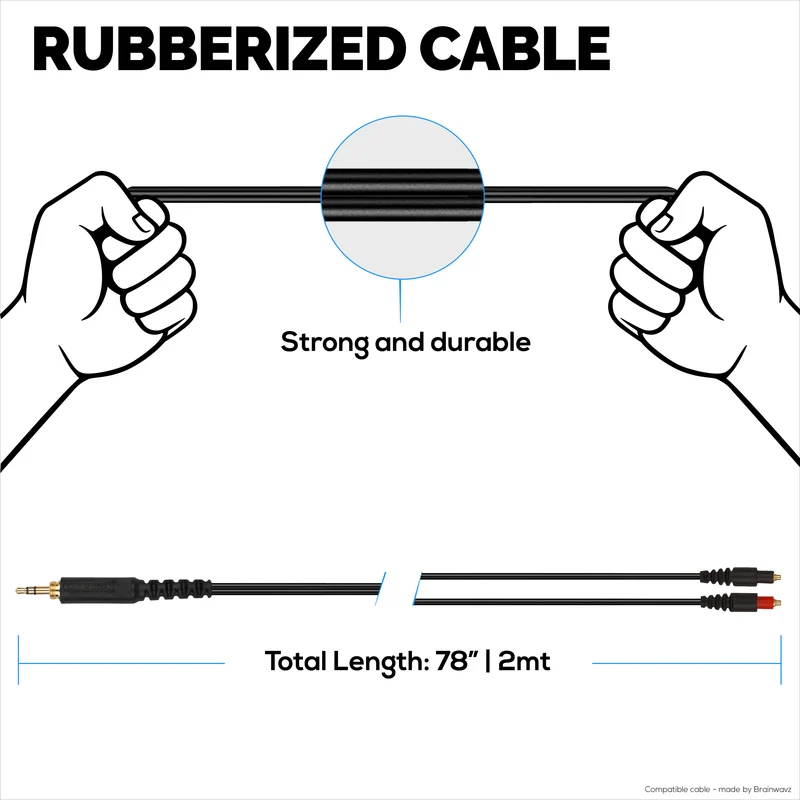 Kapalit na Audio Cable Compatible sa Shure SRH1440, SRH1540, SRH1840 Headsets – MMCX hanggang 3.5mm Gold-Plated Connectors na may 6.5mm Adapter