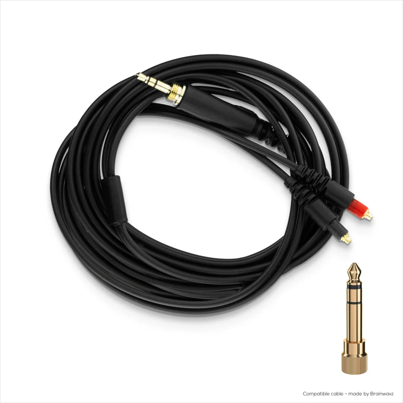 Kapalit na Audio Cable Compatible sa Shure SRH1440, SRH1540, SRH1840 Headsets – MMCX hanggang 3.5mm Gold-Plated Connectors na may 6.5mm Adapter