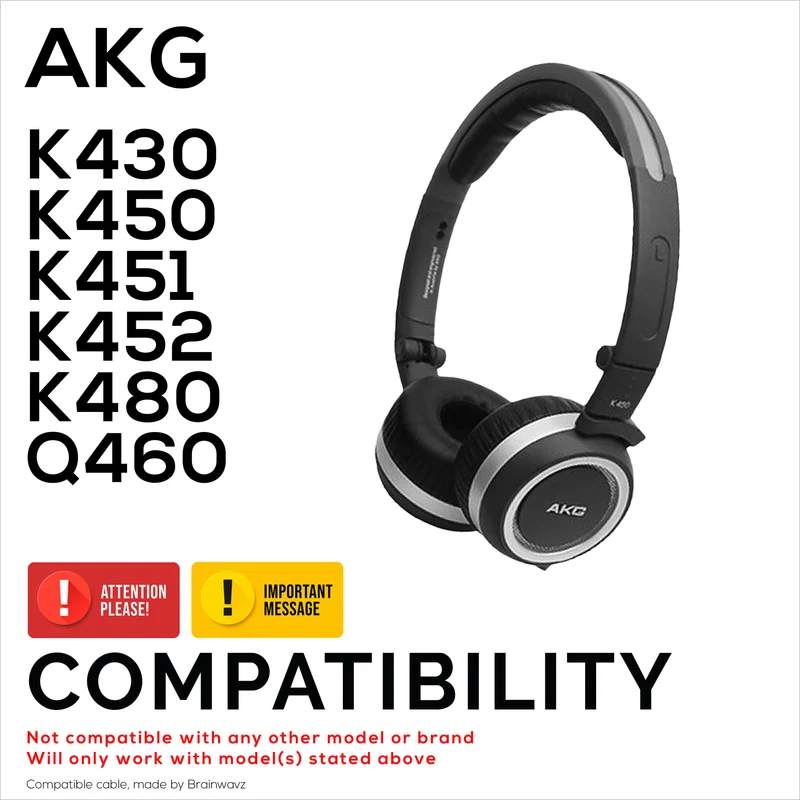 Kapalit na Audio Cable na Tugma sa AKG K430 K450 K451 K452 K480 at Q460 – In-Line Remote