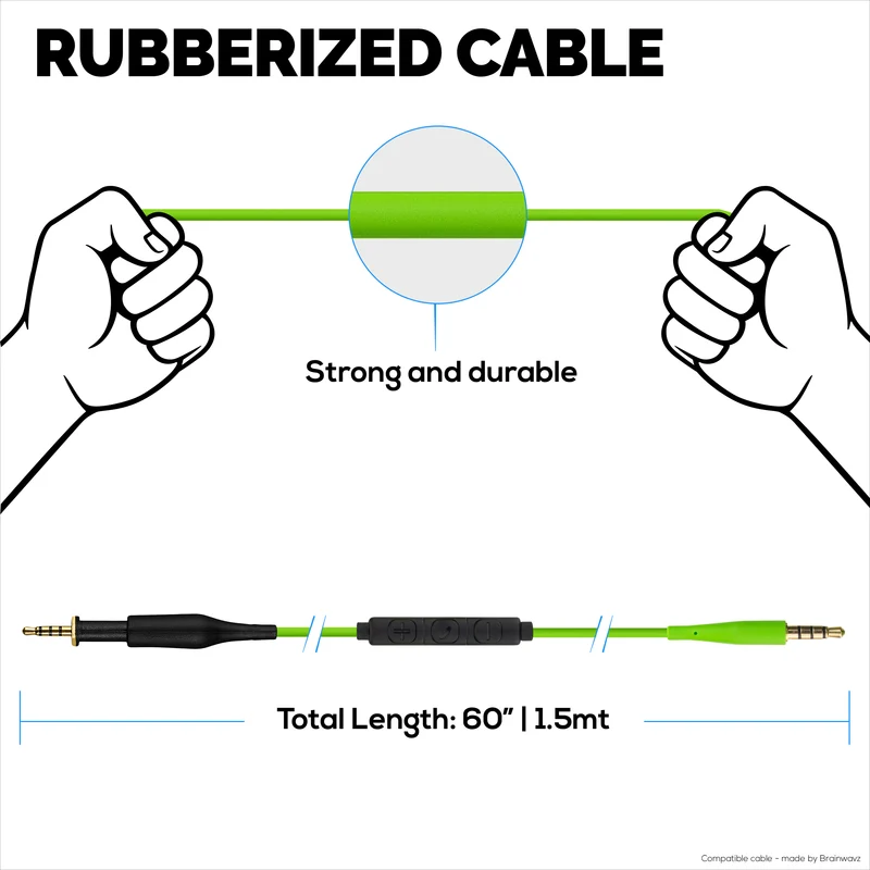 Kapalit na Audio Cable na Tugma sa AKG K430 K450 K451 K452 K480 at Q460 – In-Line Remote