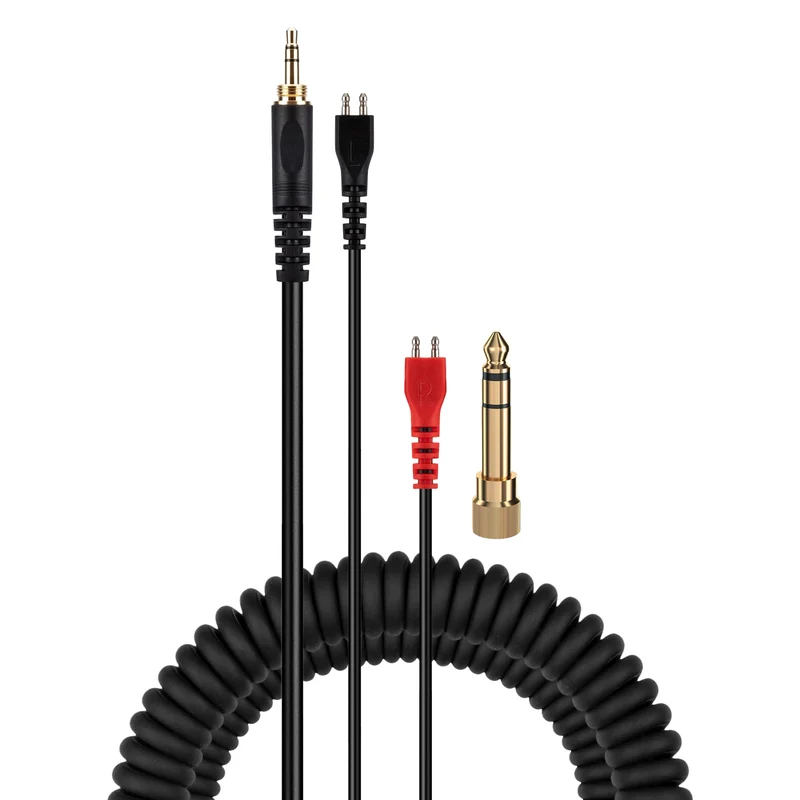 Coiled Replacement Audio Cable Compatible sa Sennheiser HD25, HD560, HD540, HD480, HD430, HD414 & HD250 Headset - Mga 3.5mm Gold Plated Jack