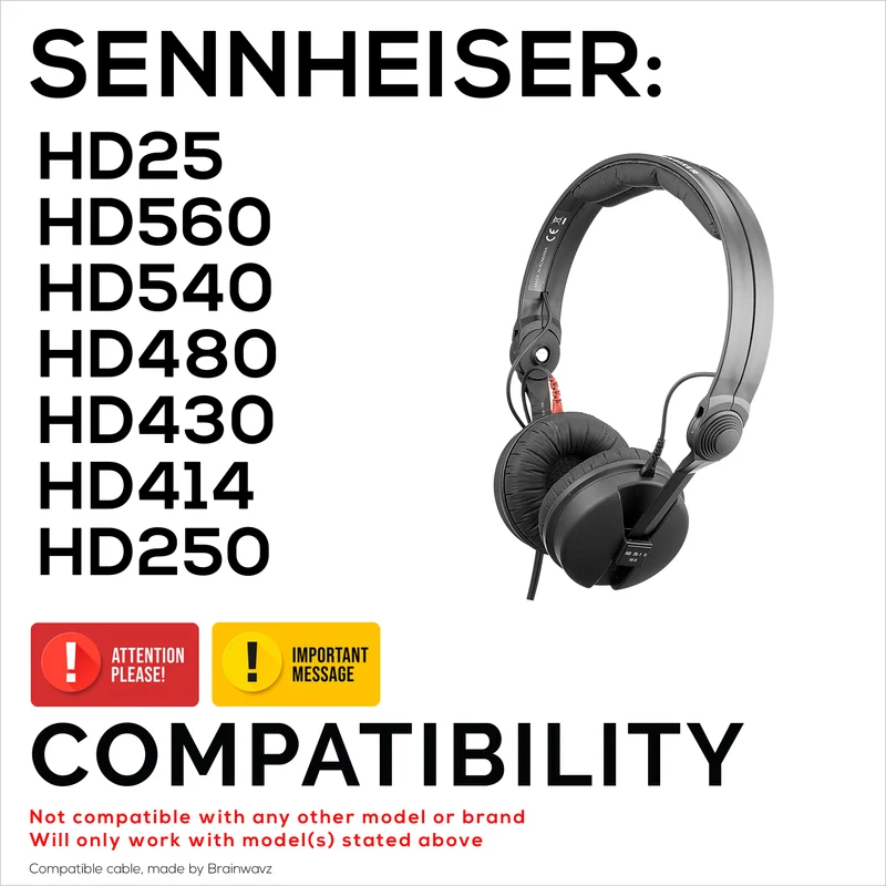 Cavo audio sostitutivo a spirale compatibile con le cuffie Sennheiser HD25, HD560, HD540, HD480, HD430, HD414 e HD250 - Jack placcati in oro da 3.5 mm