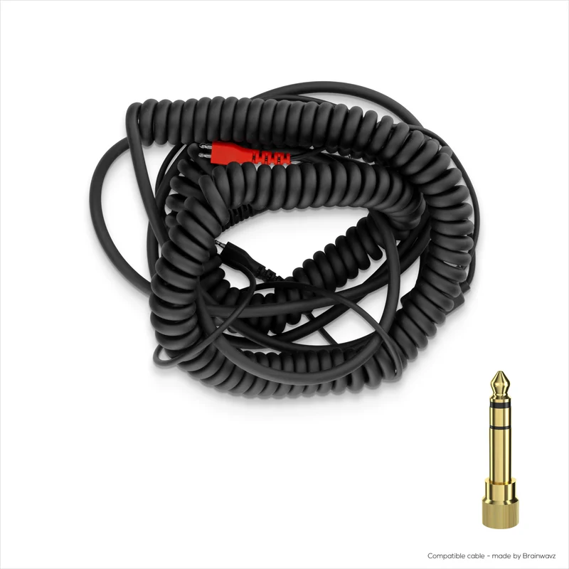 Cavo audio sostitutivo a spirale compatibile con le cuffie Sennheiser HD25, HD560, HD540, HD480, HD430, HD414 e HD250 - Jack placcati in oro da 3.5 mm