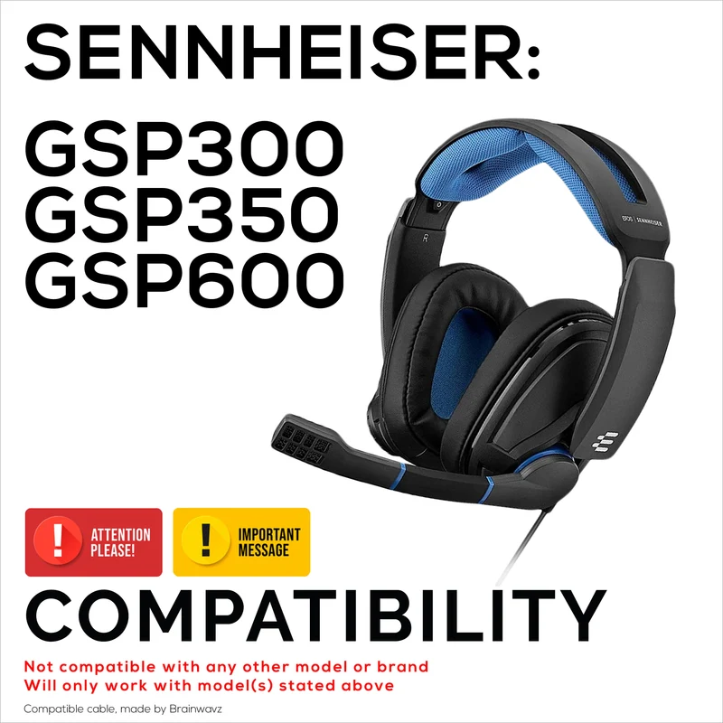 Kapalit na Audio Cable na Compatible sa Sennheiser GSP300, GSP350, GSP600 – Braided Nylon Cord, 3.5mm Right-Angle at 2.5mm Gold Plated Jacks