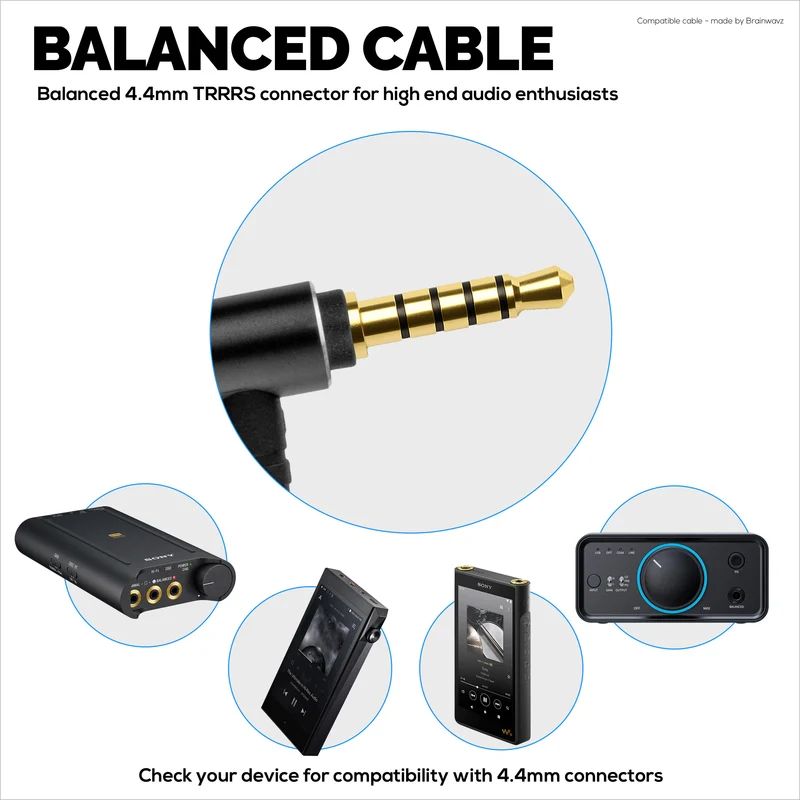 Balanseng Audio Cable na Compatible sa Sennheiser Momentum Headphones – 2.5mm Twist-Lock to 4.4mm TRRRS Balanced Gold-Plated Jacks