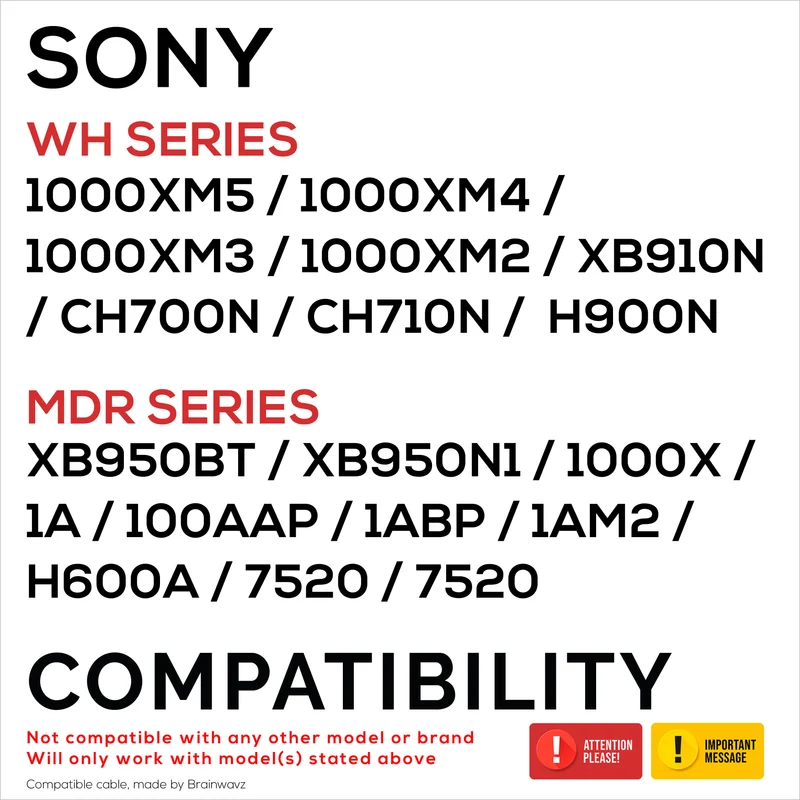 Cavo audio sostitutivo a spirale compatibile con Sony WH-1000XM5, 1000XM4, 1000XM3, 1000XM2, XB910N, CH700N, CH710N, MDR-XB950BT, XB950N1, 1000X