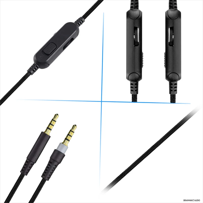 Cavo audio sostitutivo compatibile con le cuffie Kingston HyperX Cloud Mix e Cloud Alpha – Telecomando in linea con controllo del volume e disattivazione dell'audio – Cavo intrecciato in nylon con connettori placcati in oro