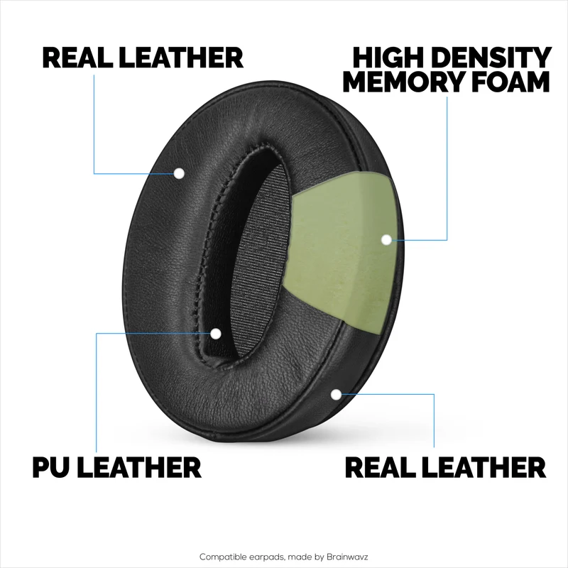 Mga Pamalit na Earpad para sa Sennheiser HD4.50BT HD4.50BTNC HD450BT HD4.50SE HD4.40BT HD4.30G HD4.20S HD458BT HD450 HD400S HD 350BT. Malambot na Tunay na Katad + Memory Foam