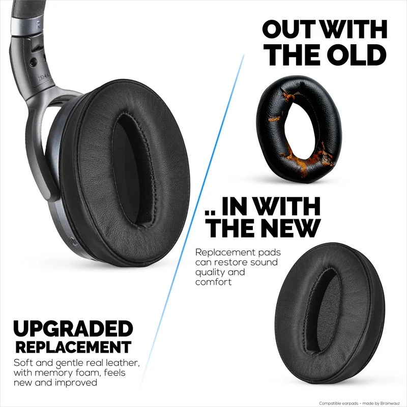 Mga Pamalit na Earpad para sa Sennheiser HD4.50BT HD4.50BTNC HD450BT HD4.50SE HD4.40BT HD4.30G HD4.20S HD458BT HD450 HD400S HD 350BT. Malambot na Tunay na Katad + Memory Foam