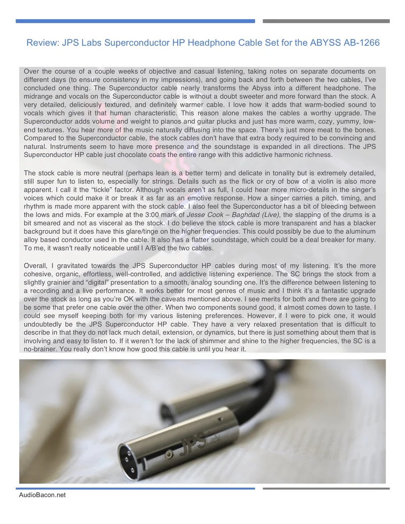 Superconductor HP upgrade cables for ABYSS AB1266