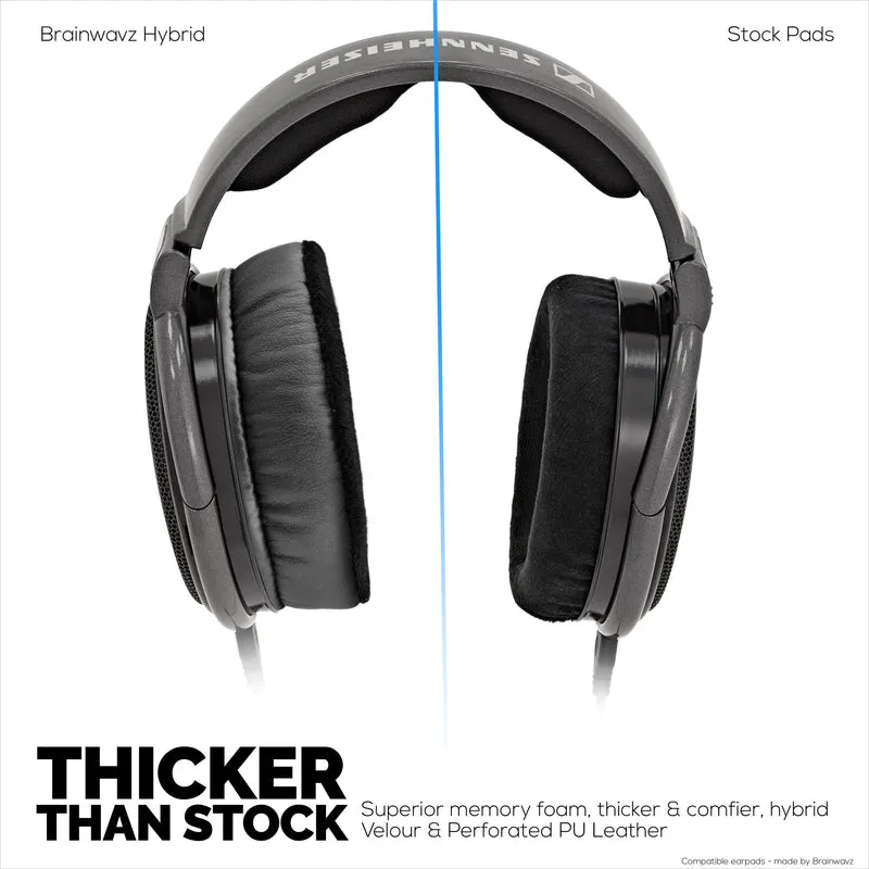 Cuscinetti spessi ibridi per cuffie Sennheiser HD600, HD650, HD660S, HD525, HD535, HD545 e Massdrop HD58X, HD6XX - Memory Foam con materiale ibrido in velluto e pelle PU