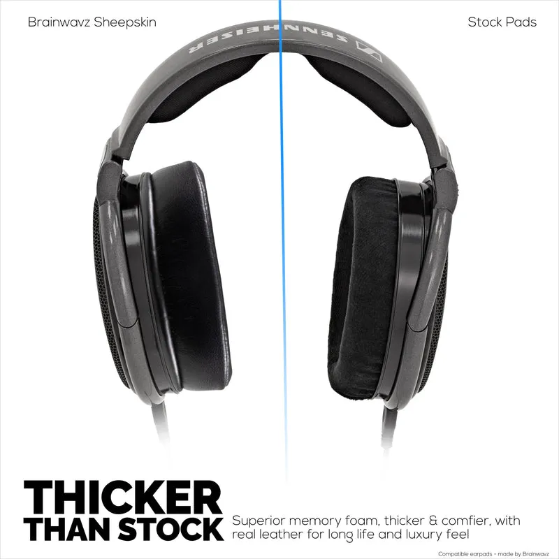 Cuscinetti in pelle di pecora per cuffie Sennheiser HD600, HD650, HD660S, HD525, HD535, HD545 e Massdrop HD58X, HD6XX - Memory Foam con morbida pelle di pecora