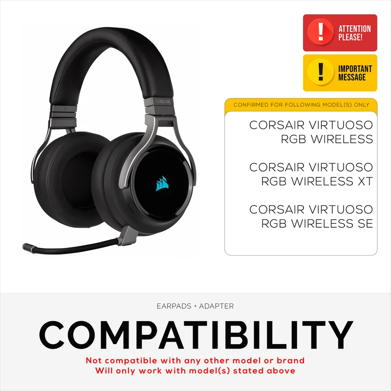 Cuscinetti spessi ibridi per cuffie Corsair Virtuoso RGB (wireless/XT/SE) - Memory Foam con materiale ibrido in velluto e pelle PU