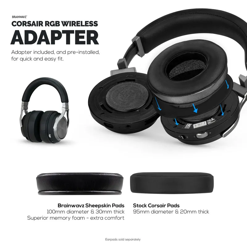 Cuscinetti in pelle di pecora per cuffie Corsair Virtuoso RGB (Wireless/XT/SE) - Memory Foam con morbida pelle di pecora