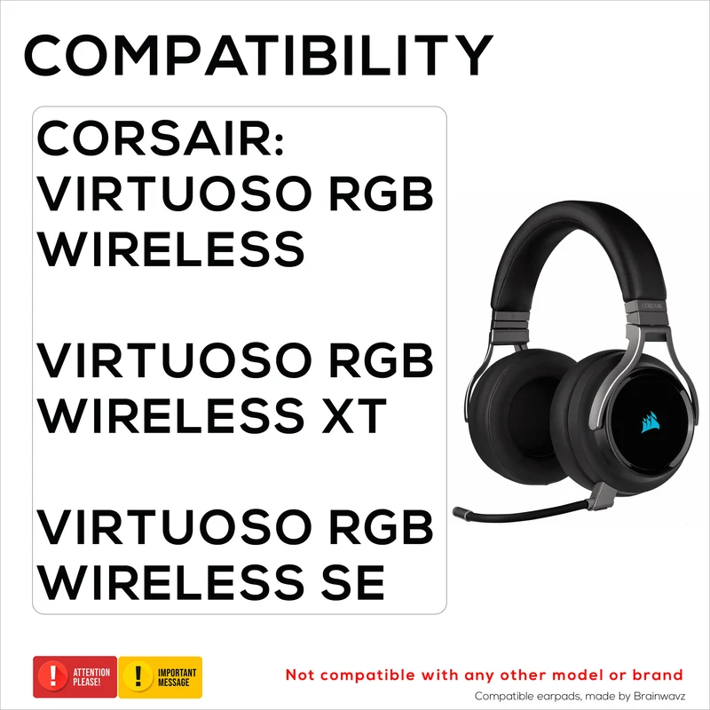 Cuscinetti di ricambio per cuffie da gioco Corsair Virtuoso RGB (Wireless/XT/SE), morbida pelle PU e comfort extra
