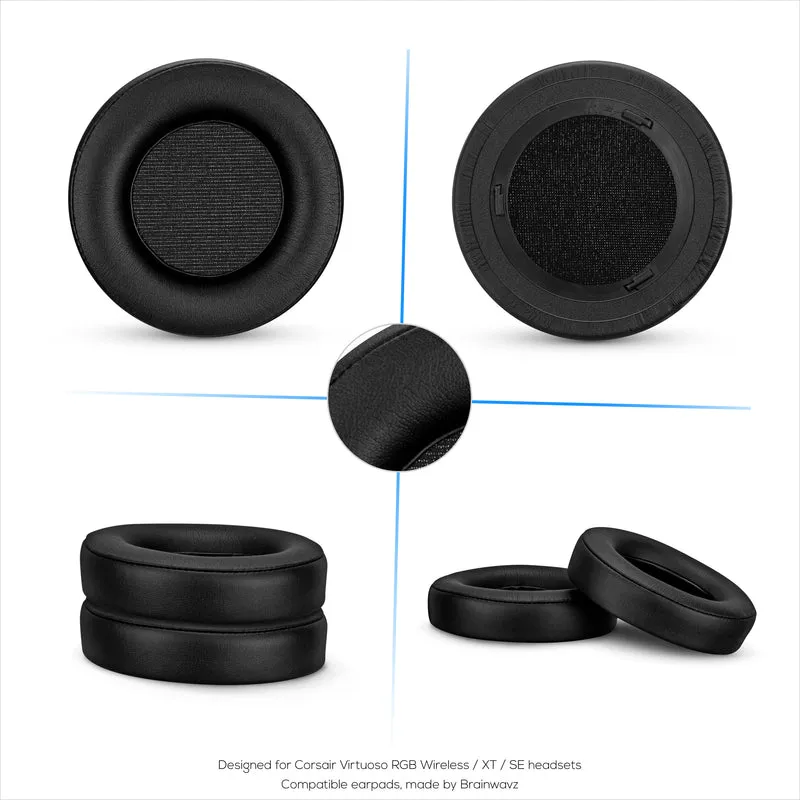 Cuscinetti di ricambio per cuffie da gioco Corsair Virtuoso RGB (Wireless/XT/SE), morbida pelle PU e comfort extra