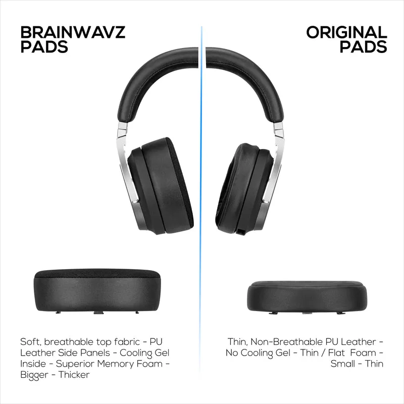 Cuscinetti auricolari ibridi per cuffie da gioco Corsair Virtuoso RGB (Wireless/XT/SE) - Gel di raffreddamento, memory foam, resistenti, spessi e con isolamento acustico