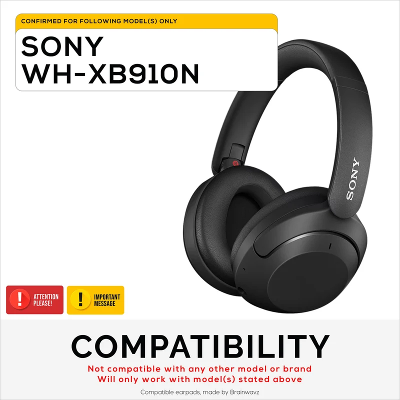 Cuscinetti di ricambio per cuffie wireless Sony WH-XB910N con morbida pelle PU e memory foam