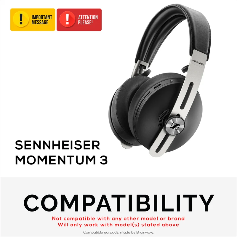 Cuscinetti di ricambio Sennheiser Momentum 3 con spessa memory foam e morbida pelle PU