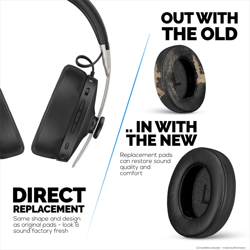 Cuscinetti di ricambio Sennheiser Momentum 3 con spessa memory foam e morbida pelle PU