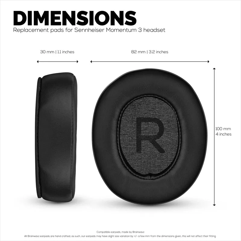 Cuscinetti di ricambio Sennheiser Momentum 3 con spessa memory foam e morbida pelle PU
