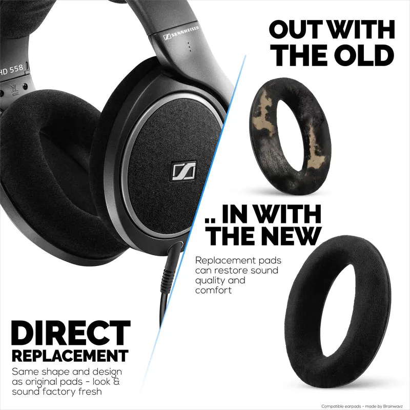 Mga Kapalit na Earpad para sa Sennheiser HD598 (CS/SE/SR), HD599, HD558, HD518, HD595, HD569, HD579, HD560S, HD555, HD515, HD559 Headphone, Velor Black