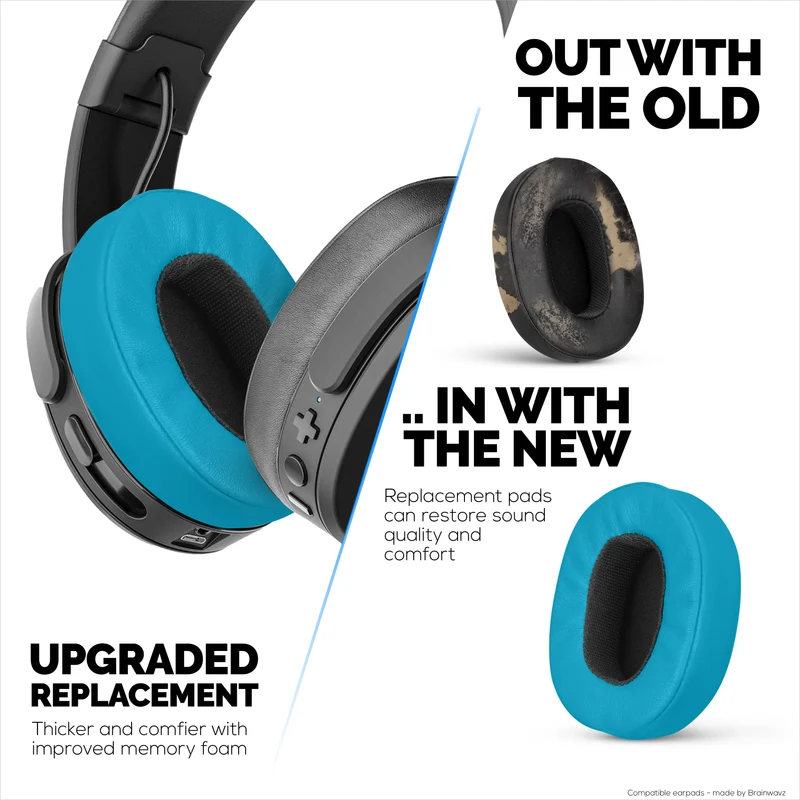 Cuscinetti di ricambio per Skullcandy Crusher Wireless, Hesh 3/ANC/EVO, Venue ANC e altro - Schiuma extra confortevole, resistenza e isolamento acustico