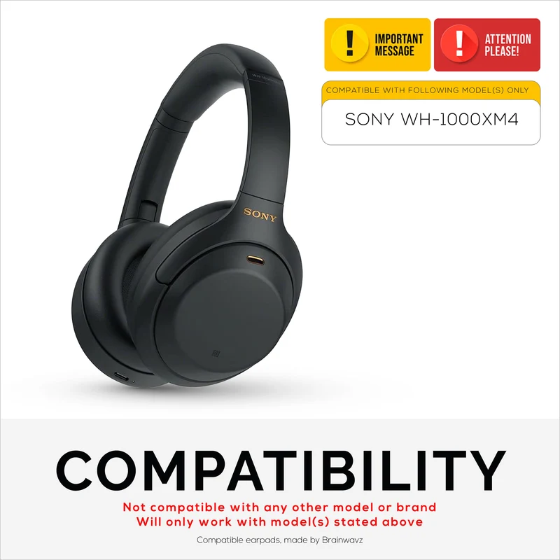 Cuscinetti di ricambio Sony WH-1000XM4 - Cuscinetti auricolari in morbida pelle PU e memory foam per un comfort extra e un'installazione facile e veloce