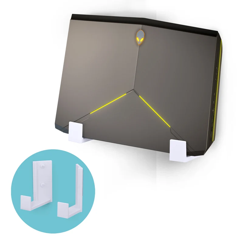 Portacavi angolare da 2.5" e supporto per montaggio a parete del router, adesivo e avvitabile, per switch di rete, modem, Wi-Fi Mesh, Apple TV, fotocamere, altoparlanti e altro, dispositivi fino a 2.5"/63 mm di spessore