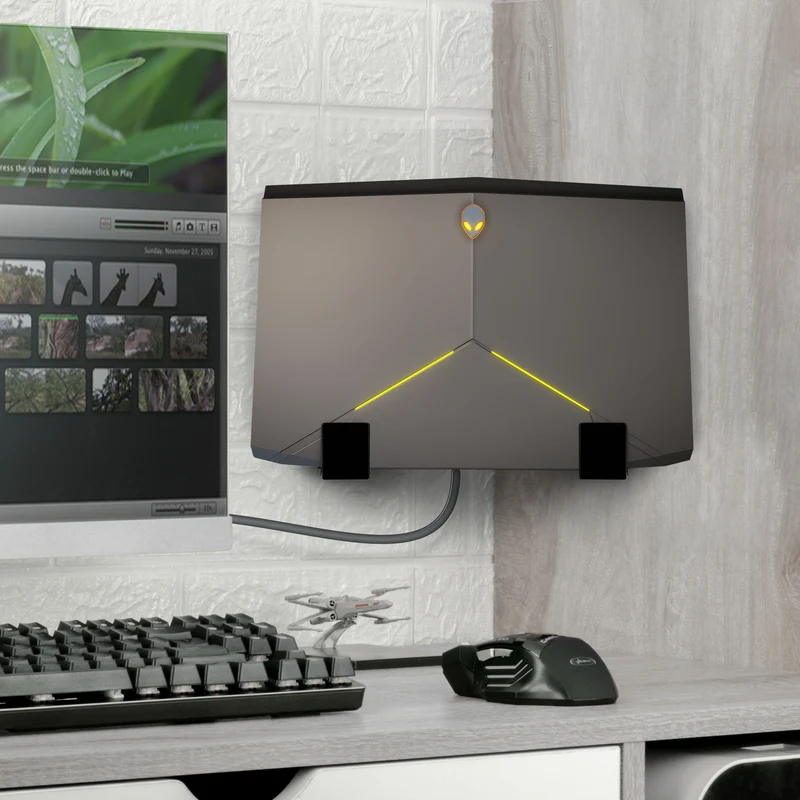 Portacavi angolare da 2.5" e supporto per montaggio a parete del router, adesivo e avvitabile, per switch di rete, modem, Wi-Fi Mesh, Apple TV, fotocamere, altoparlanti e altro, dispositivi fino a 2.5"/63 mm di spessore