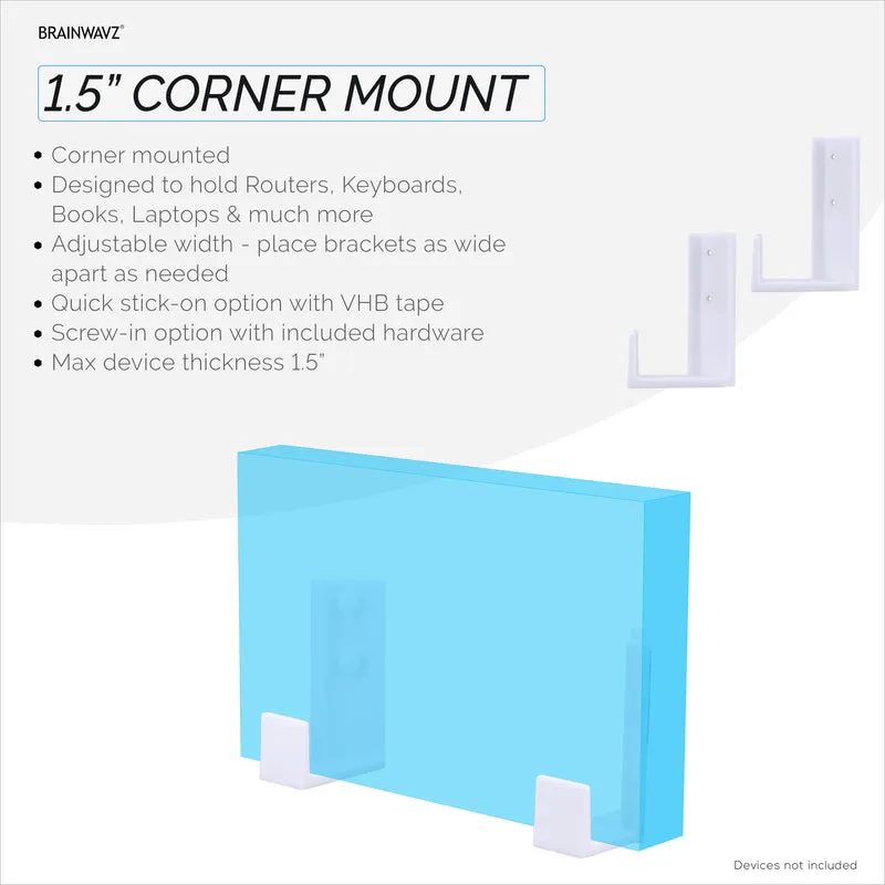 1.5" Corner Cable at Router Wall Mount Holder, Adhesive at Screw-In, para sa mga Router, Network Switch, Modem, Mesh Wifi, Apple TV, Mga Camera, Speaker at Higit Pa