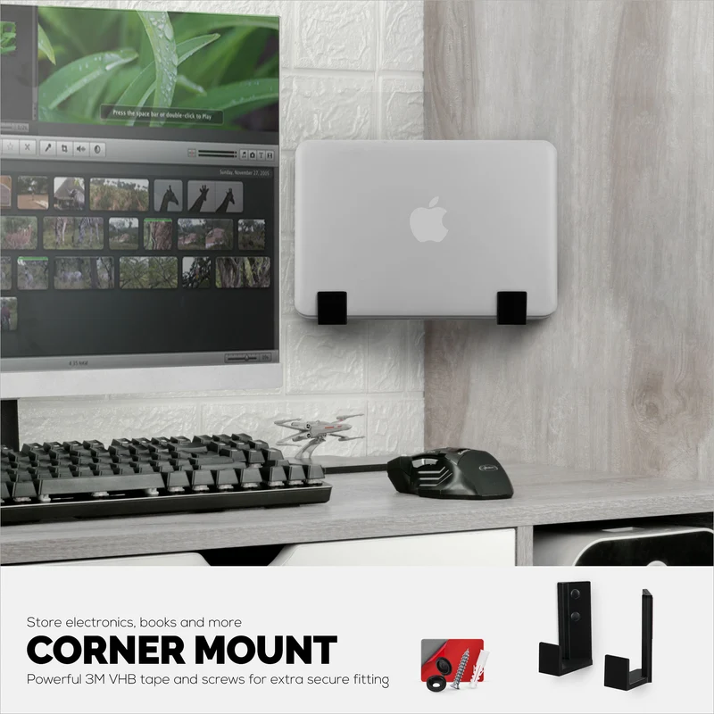 1.5" Corner Cable at Router Wall Mount Holder, Adhesive at Screw-In, para sa mga Router, Network Switch, Modem, Mesh Wifi, Apple TV, Mga Camera, Speaker at Higit Pa