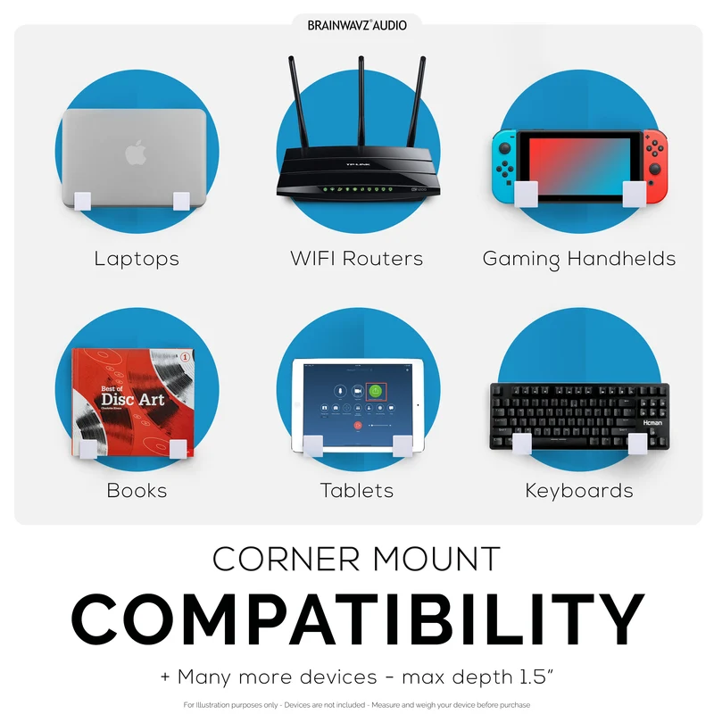 1.5" Corner Cable at Router Wall Mount Holder, Adhesive at Screw-In, para sa mga Router, Network Switch, Modem, Mesh Wifi, Apple TV, Mga Camera, Speaker at Higit Pa