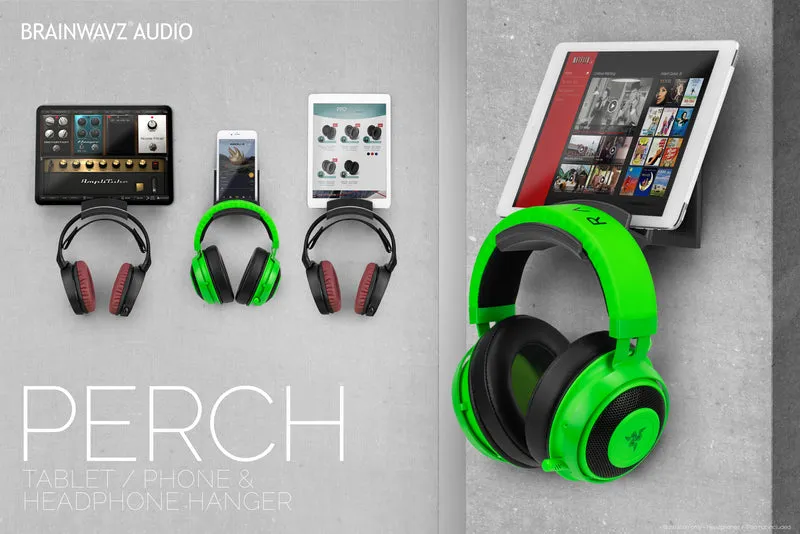 The Perch - Supporto per tablet/telefono e gancio per cuffie - iPhone, iPad e la maggior parte dei dispositivi Android