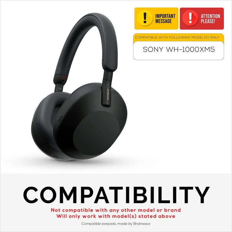 Cuscinetti di ricambio Sony WH-1000XM5 - Cuscinetti auricolari in morbida pelle PU e memory foam per un comfort extra e un'installazione facile e veloce