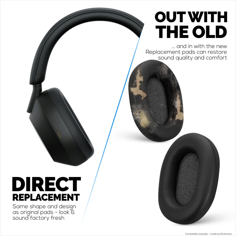 Cuscinetti di ricambio Sony WH-1000XM5 - Cuscinetti auricolari in morbida pelle PU e memory foam per un comfort extra e un'installazione facile e veloce