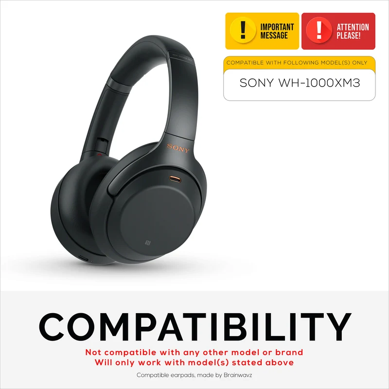 Cuscinetti di ricambio Sony WH-1000XM3 - Cuscinetti auricolari in morbida pelle PU e memory foam per un comfort extra e un'installazione facile e veloce