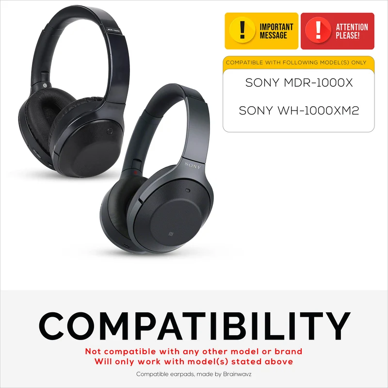 Cuscinetti di ricambio Sony WH-1000XM2 e MDR-1000X - Cuscinetti auricolari in morbida pelle PU e memory foam per un comfort extra e un'installazione facile e veloce