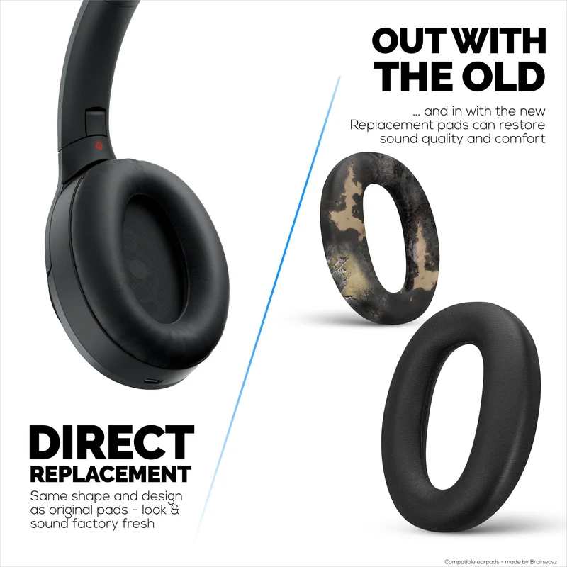 Cuscinetti di ricambio Sony WH-1000XM2 e MDR-1000X - Cuscinetti auricolari in morbida pelle PU e memory foam per un comfort extra e un'installazione facile e veloce