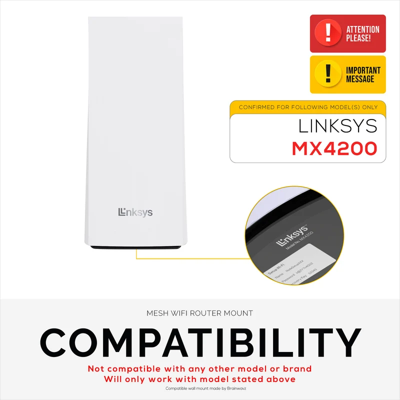 Wall Mount Para sa Linksys MX4200 Mesh WiFi 6 (AX4200) Router, Madaling I-install ang Holder Bracket, Bawasan ang Interference at Clutter