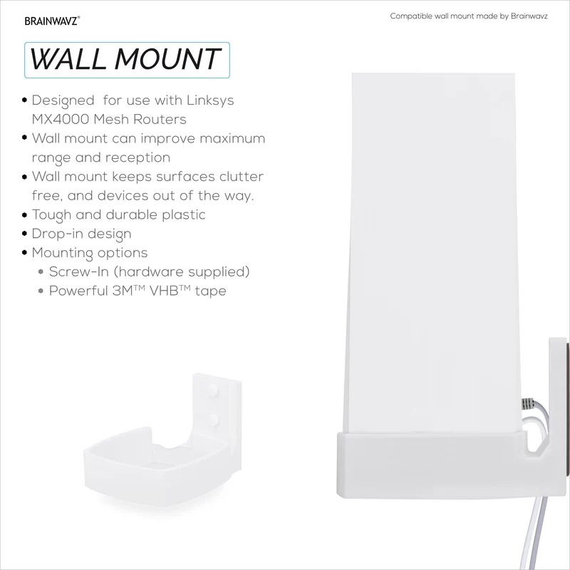 Wall Mount Para sa Linksys MX4200 Mesh WiFi 6 (AX4200) Router, Madaling I-install ang Holder Bracket, Bawasan ang Interference at Clutter